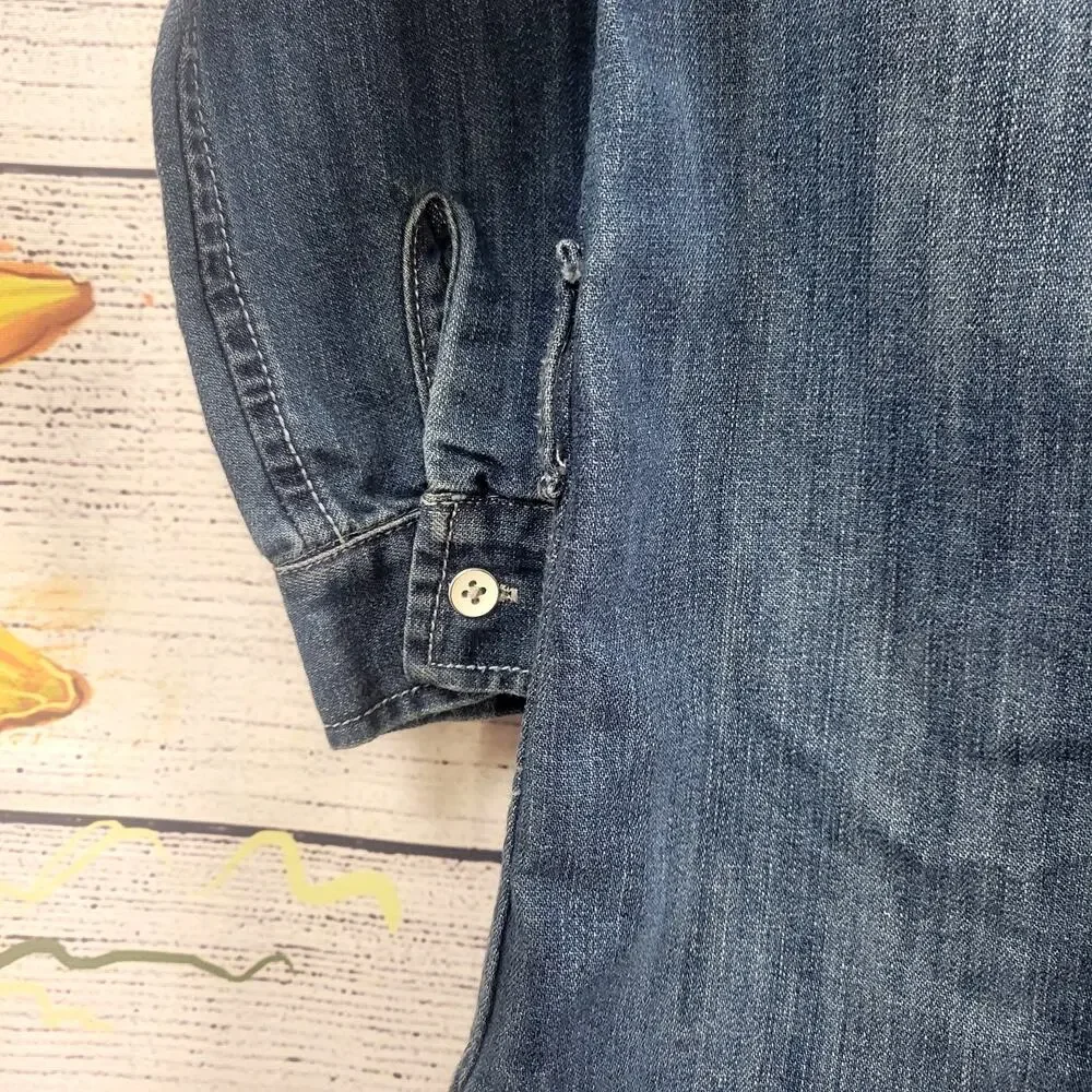 Old Navy Denim Shirt Dress Button Front Long Sleeve Tunic Chambray‎ Size XS/TP 5